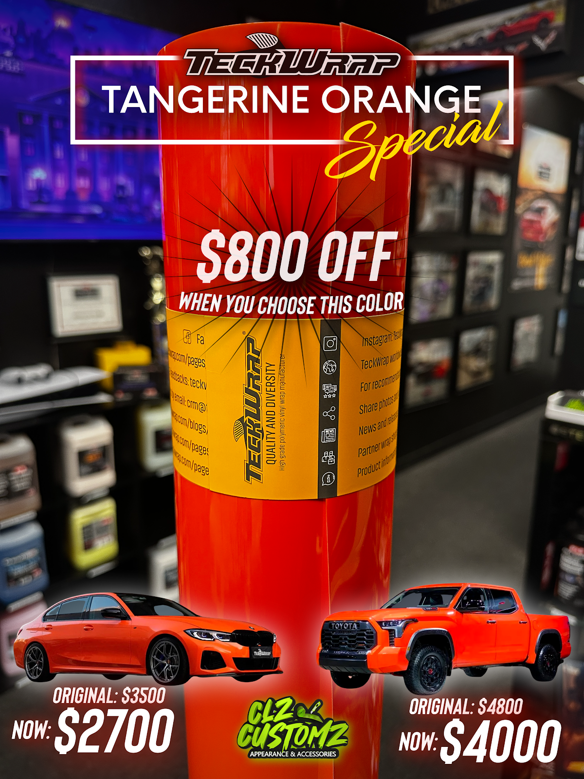 Carter’s Car Care | Clz Customz Vinyl Wraps | P&s Detailing Products Storefront workshop